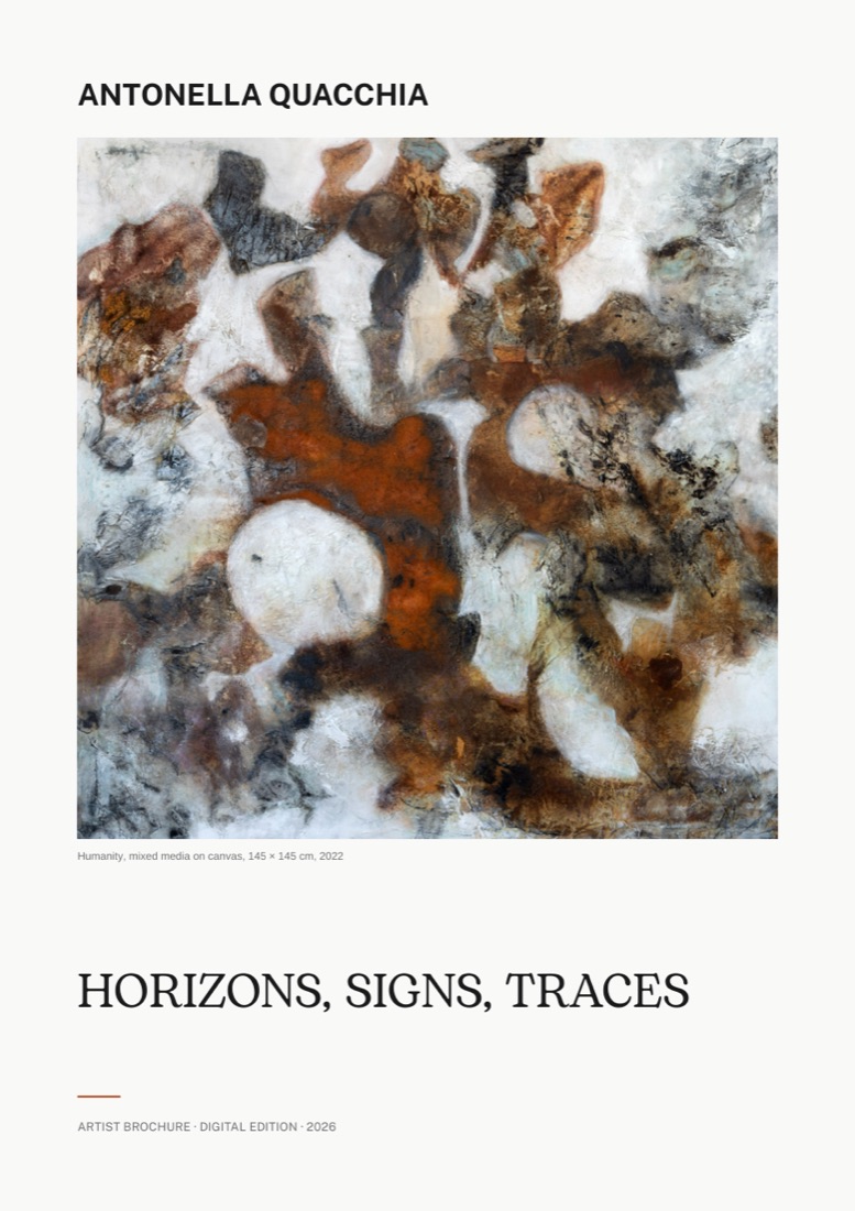 Cover of the artist brochure Horizons, Signs, Traces by Antonella Quacchia