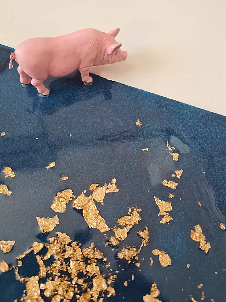 The Pink Pig — AQuacchia_The pink pig_Detail 2_Mixed media on board_48x42x10cm_2026_small.jpg